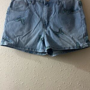 Butterfly Print Women's Denim Shorts